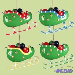 3 Candy Sleigh Ornament x4