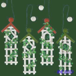 6 WhiteIvory Wed Trellis Ornament x4