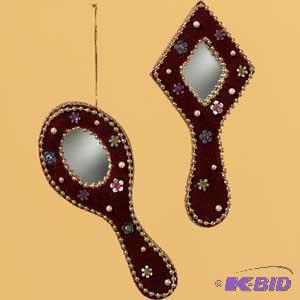 7 Beaded Mirror Ornament x2