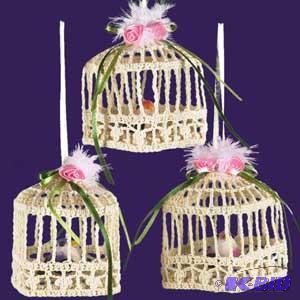 3.5 Crochet Birdcage Ornament x3