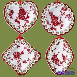 4 Ceramic Plate Ornament x4