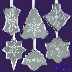 3-4 Etched Mirrow Ornament x6