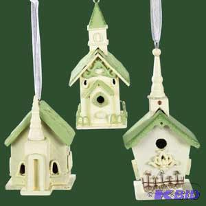 4 BirdhouseChurch Ornament x3