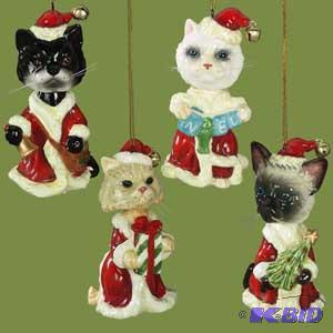 4 Bobblehead Cat Santas x4