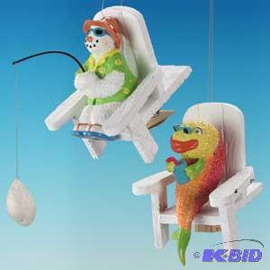 4 Beach Chair Friends Ornament x2