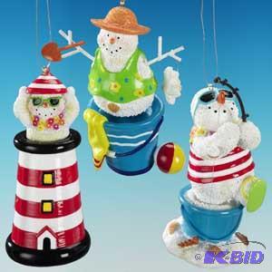 4 Beach Fun Bobblehead Snowman x3