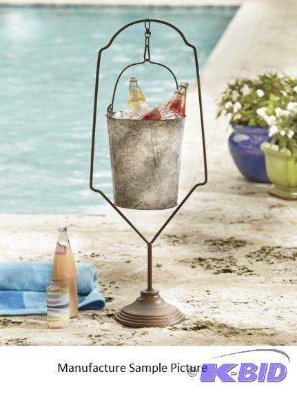Metal Ice Bucket with Stand -&nbspTextured m...