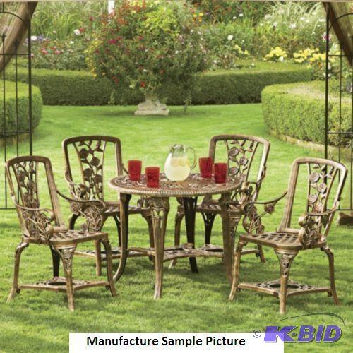 Five Piece Black and Bronze Resin Bistro Set ...