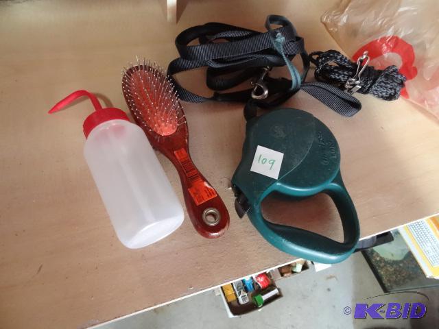 lot 109 image: Hair Brush, Water Bottle, Dog Leash...