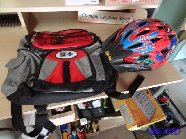 lot 114 image: Back Pack Kids Bike Helmet...
