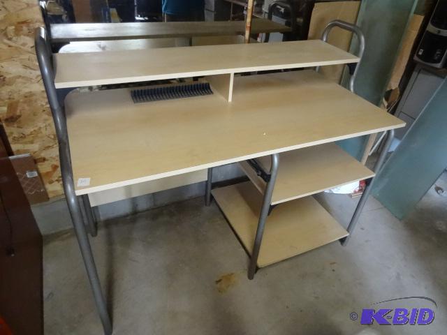 lot 70 image: Laminate and metal framed computer Desk. 48 x...