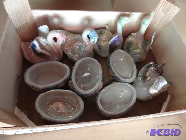 lot 86 image: Porcelain Geese Keep Sake Holders...