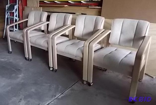 Set Of 4-White Wash Finish Upholstered Chairs...