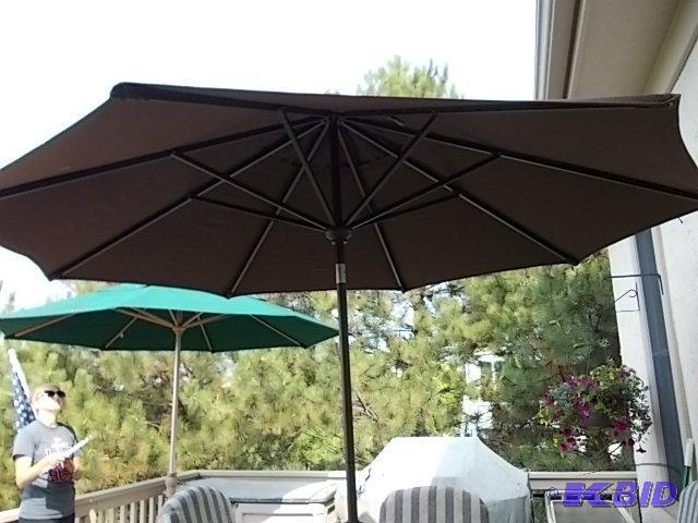 Brown Umbrella With Base (On Upper Level Deck...