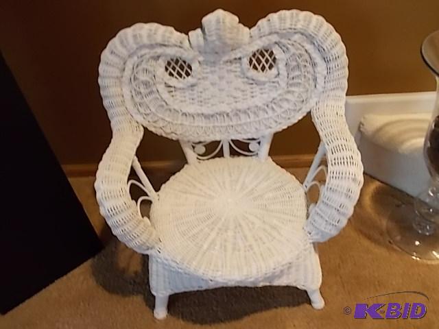 White Wicker Child Size Chair...