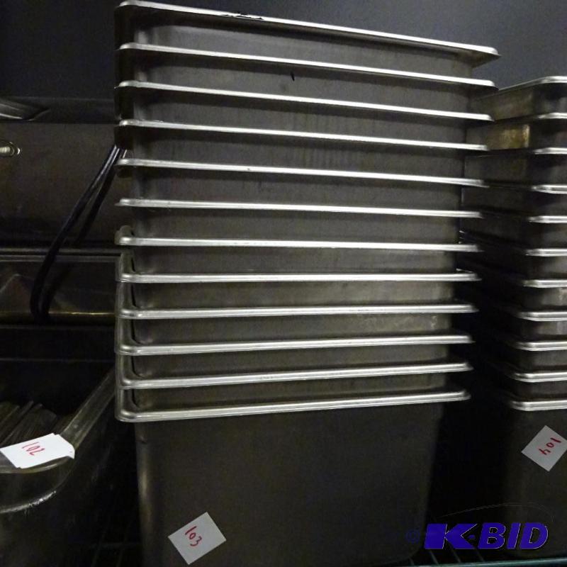 lot 103 image: 12 stainless prep pans....