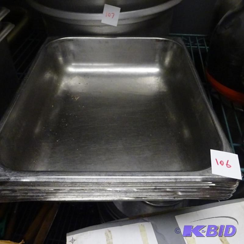 lot 106 image: 10 stainless prep pans...