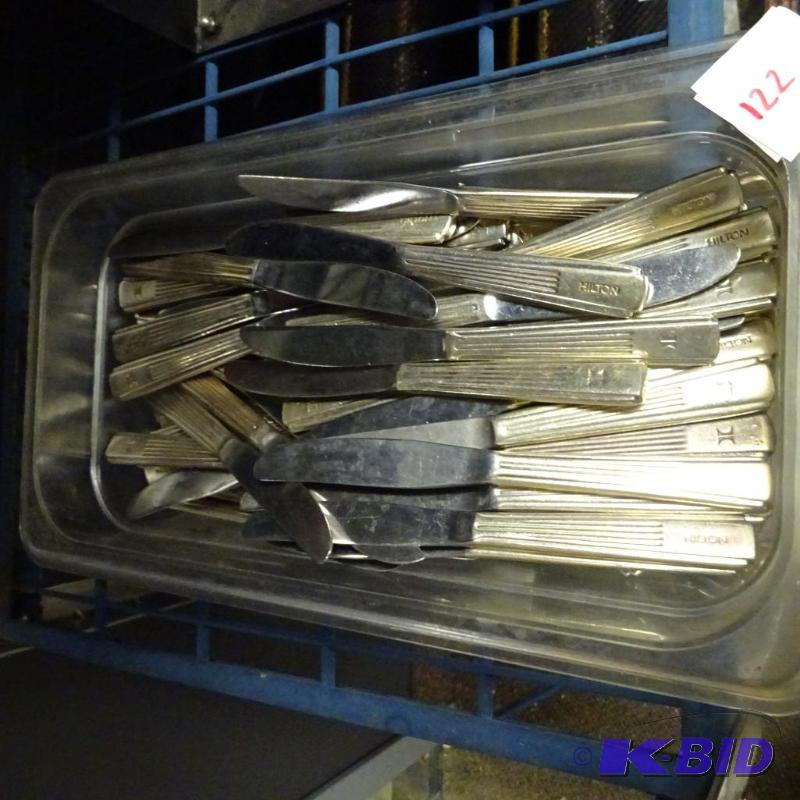 lot 122 image: Pan of Hilton butter knives...