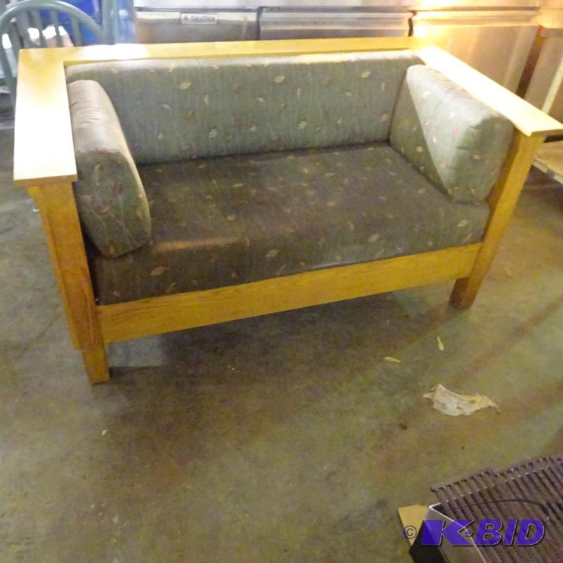 lot 192 image: 2 person solid wood lounge sofa....