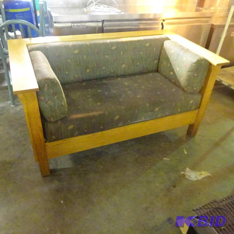 lot 193 image: 2 person solid wood lounge sofa....