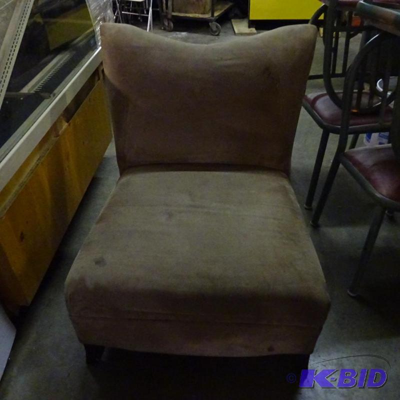 lot 194 image: Suede waiting room sofa chair....