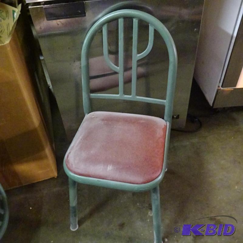 lot 27 image: 4 heavy metal frame restaurant chairs. Padded...