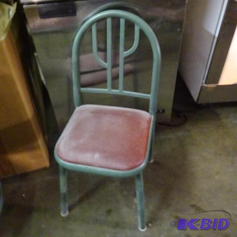 lot 29 image: 4 heavy metal frame restaurant chairs. Padded...