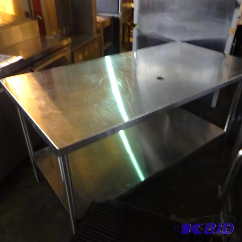 lot 37 image: Like new stainless prep table. 63 x 32...