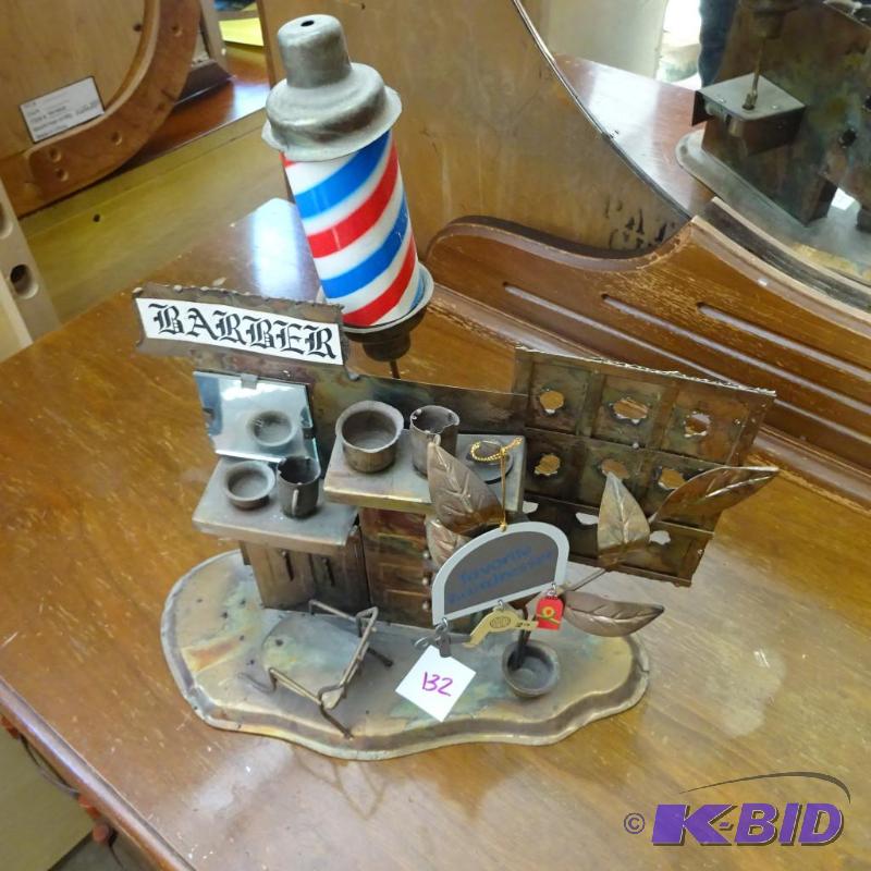 lot 132 image: metal barber Decorative display...