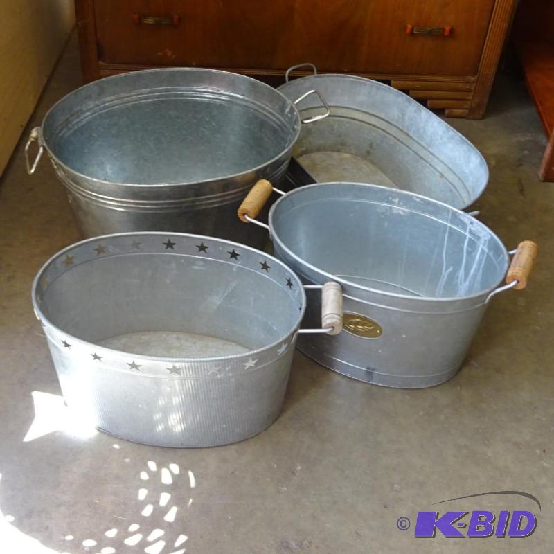 lot 134 image: 4 Galvanized tubs...