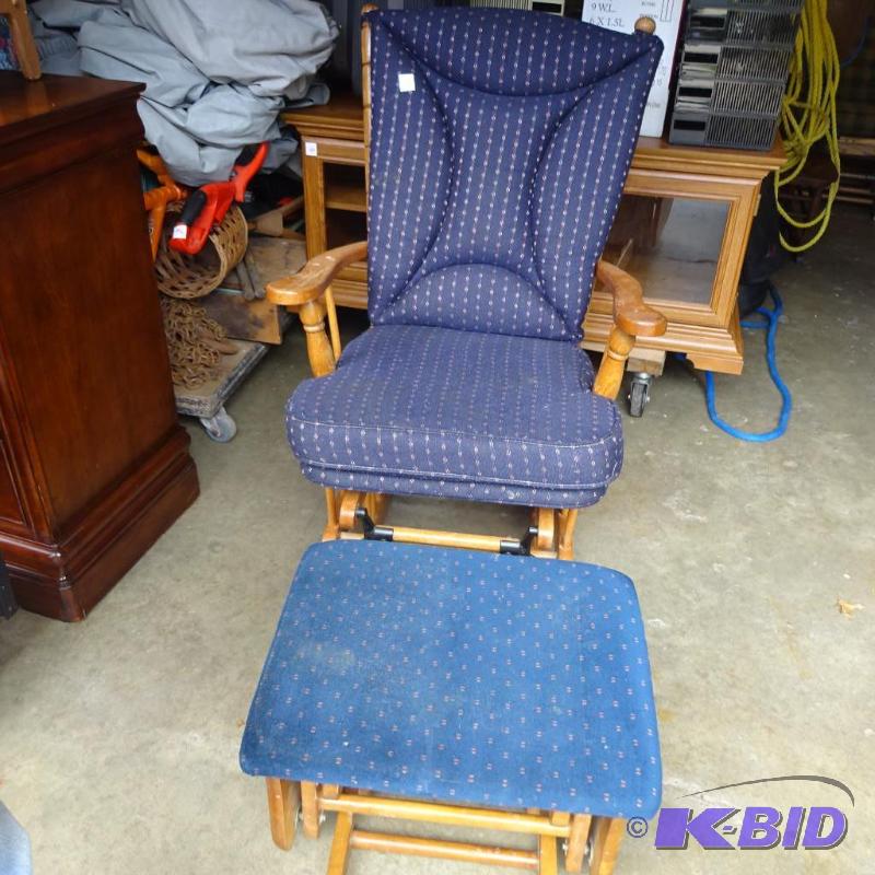 lot 212 image: glider rocker with matching foot rest...