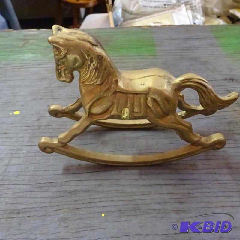 lot 252 image: brass rocking horse...