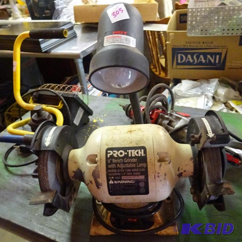 lot 305 image: protech 6" bench grinder. Works...