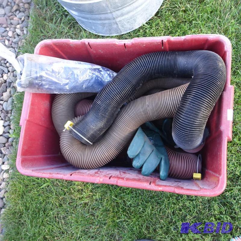 lot 32 image: RV sewer drain pipes. Pair of gloves....