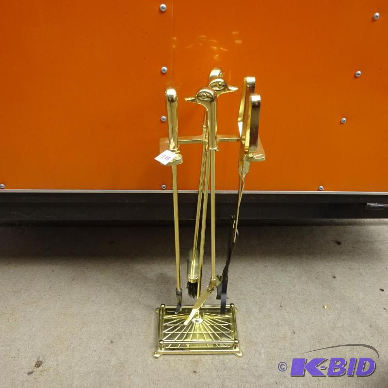lot 418 image: parxial Brass Fire place set...