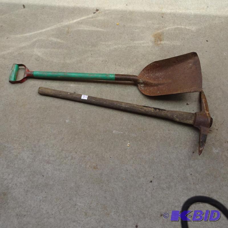 lot 425 image: pick axe and scoop shovel...