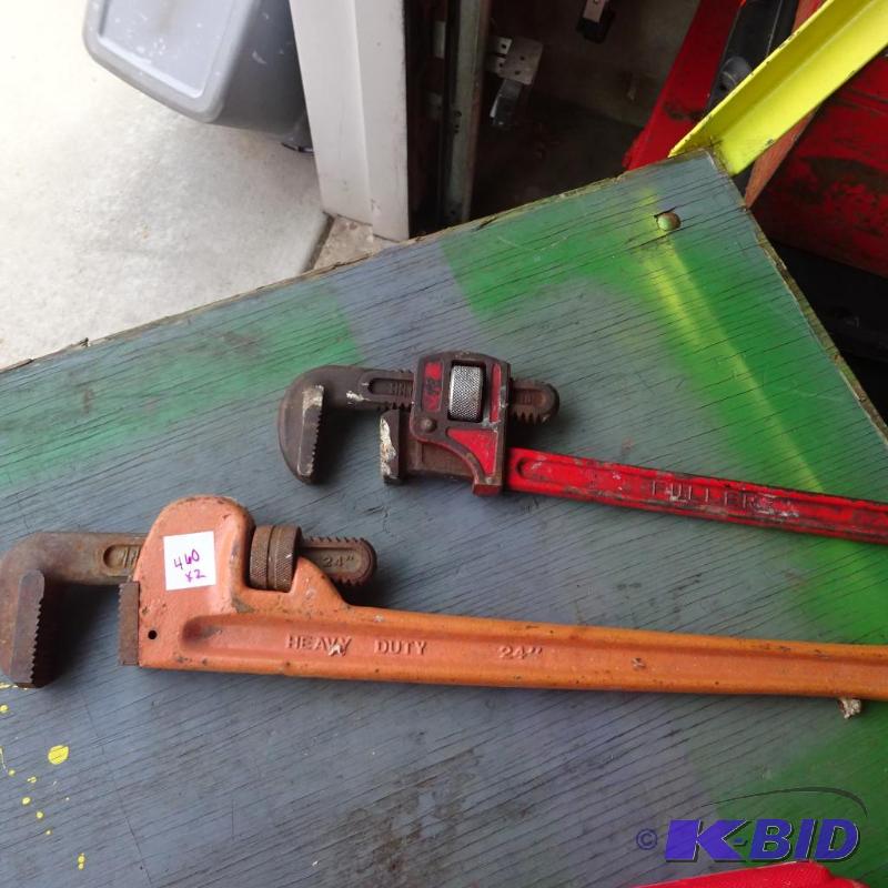lot 460 image: 18" and 24" pipe wrench...