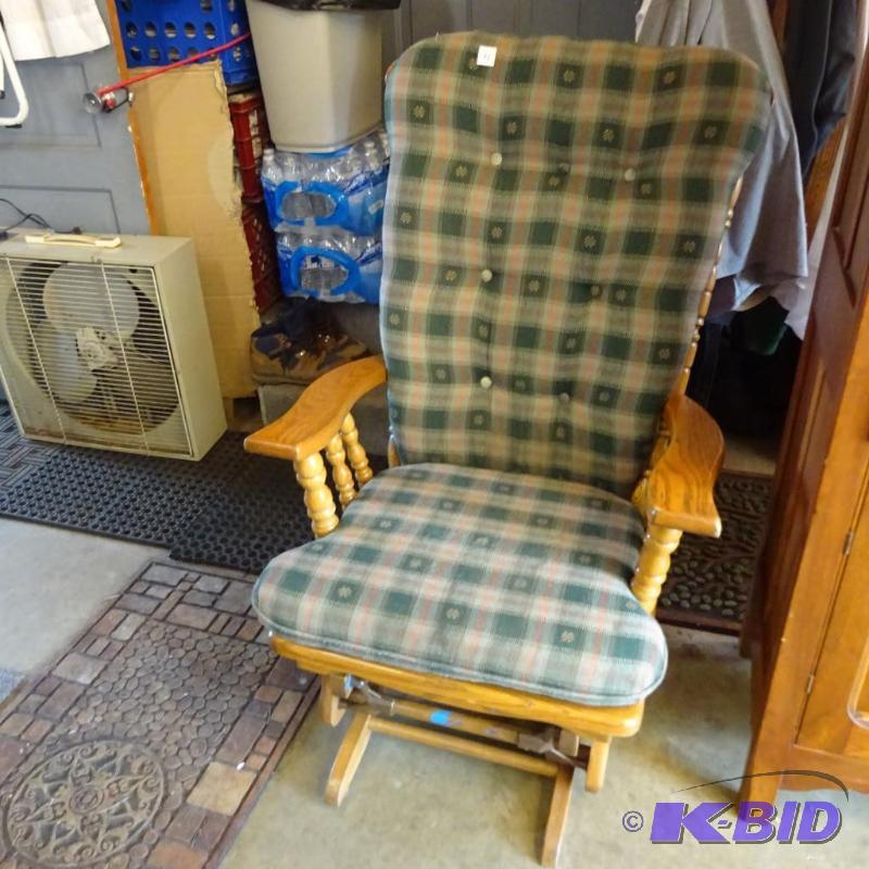lot 71 image: Wood glider rocker chair...