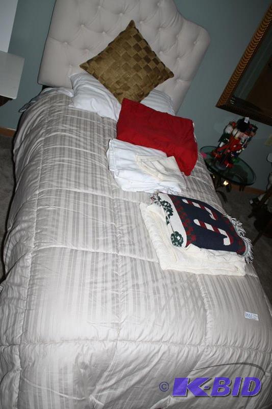 lot 101 image: 2 twin size down comforters - white and tan, ...