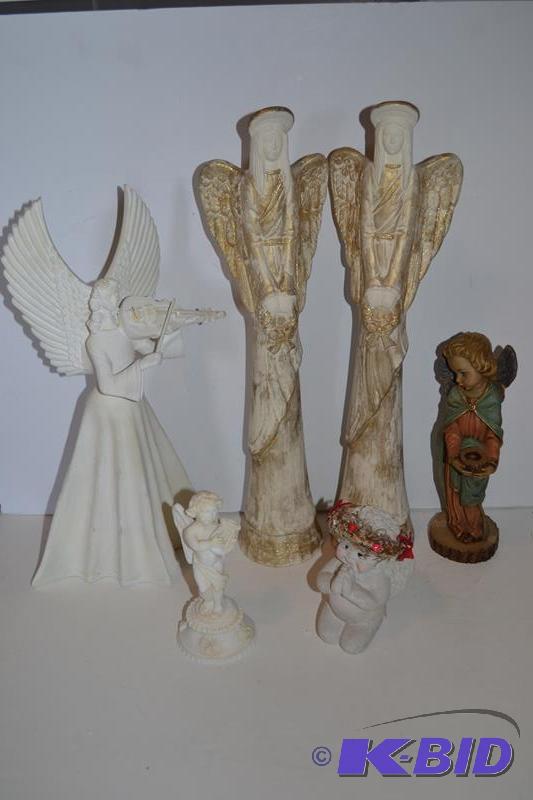 lot 123 image: Lot of Misc. Christmas items Tall Angels. Kne...
