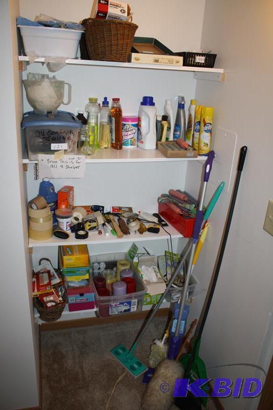 lot 131 image: Large lot of misc. cleaning items and tools, ...