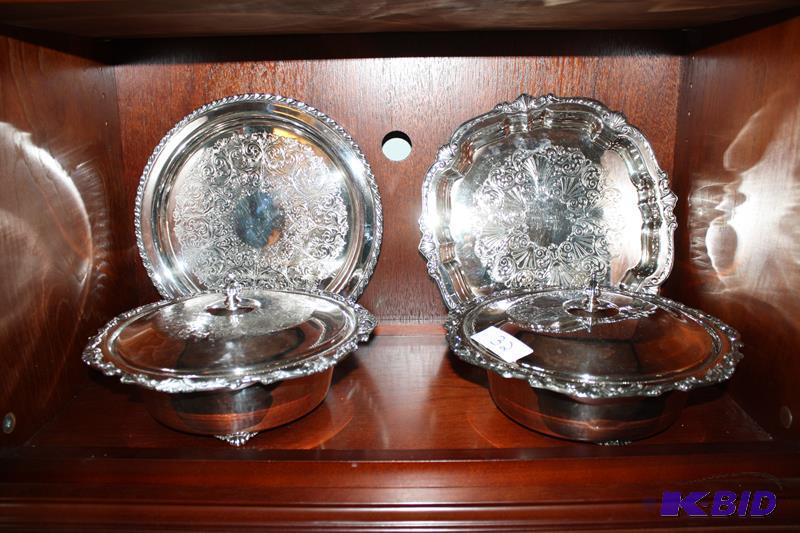 lot 32 image: 4 Beautiful Silver Plated Serving Dishes incl...