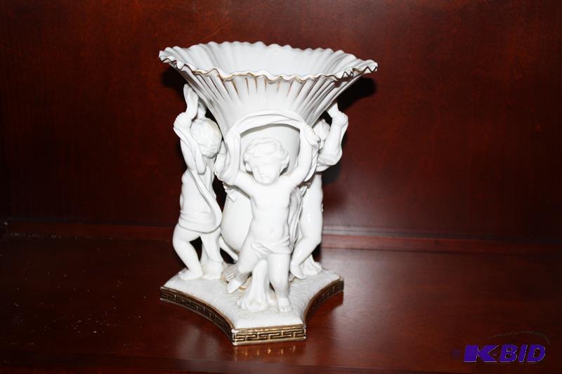 lot 39 image: Cherub white vase with gold lining by Andrea ...