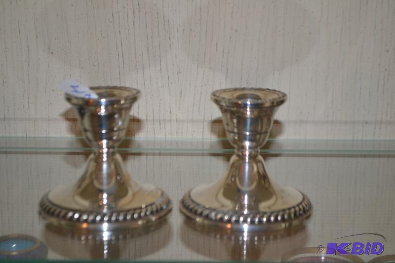 lot 47 image: 2 sterling silver&nbspweighted candle holder...