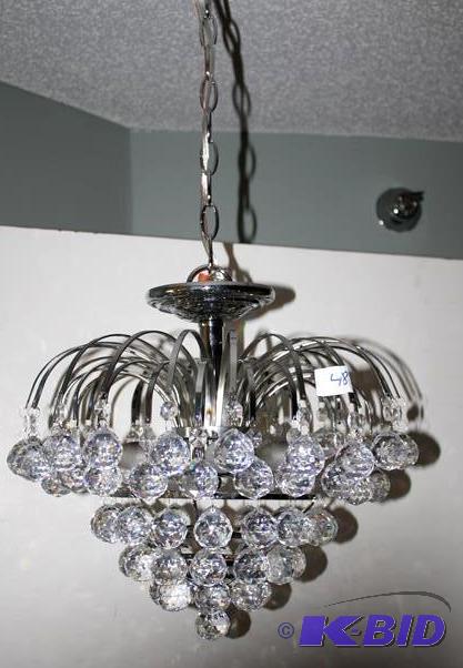 lot 48 image: Crystal ball hanging chandelier approx. 14 - ...