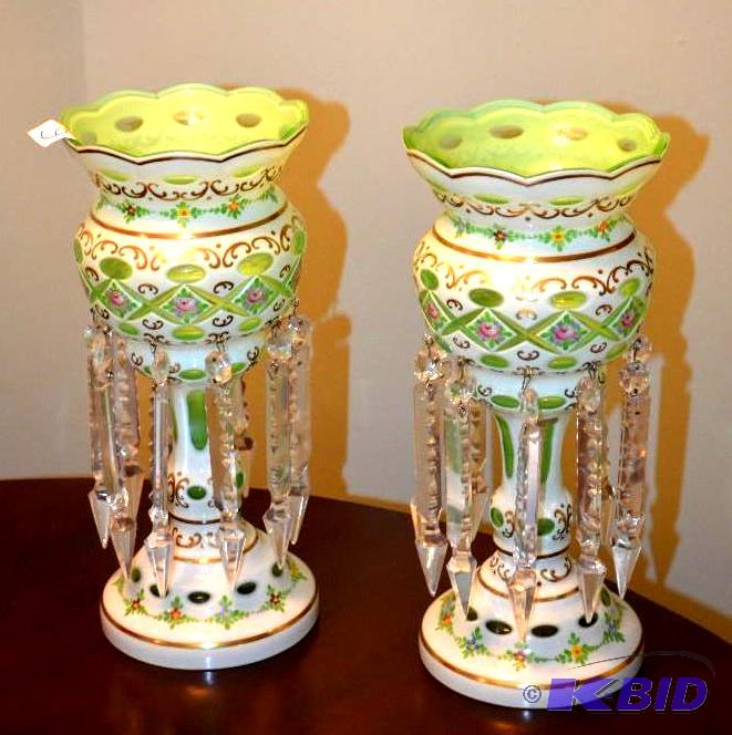 lot 6 image: Stunning Green and White Bohemian Crystal ...