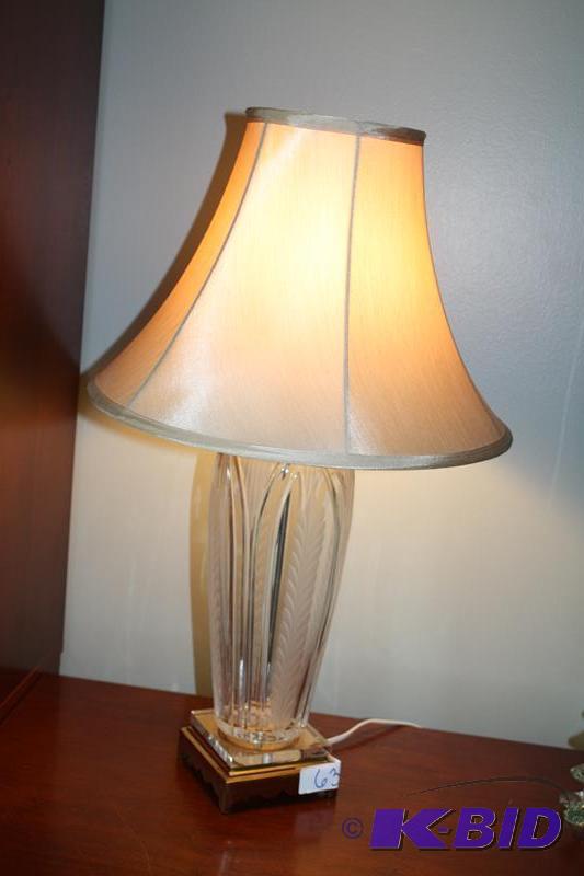 lot 63 image: Crystal lamp with shade 24.25" tall...