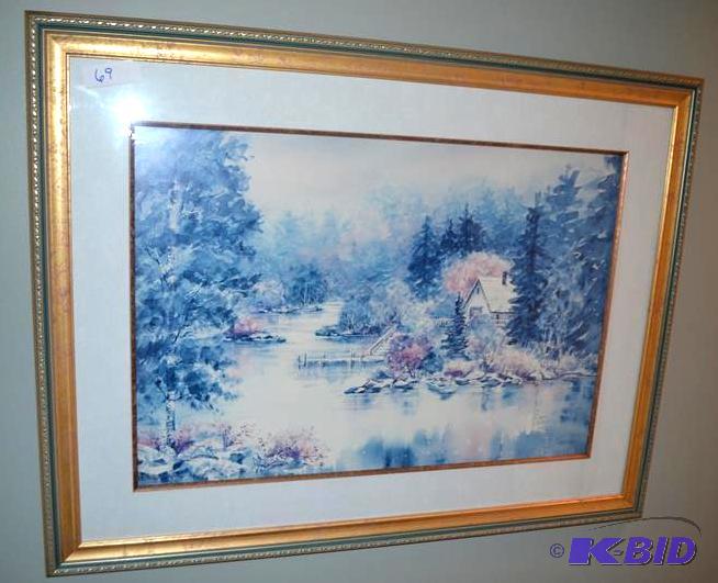 lot 69 image: North Woods Retreat Litho by Lou Roman signed...