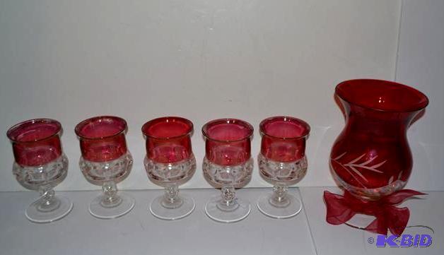 lot 74 image: Kings Crown - Cranberry Flashed top water gob...