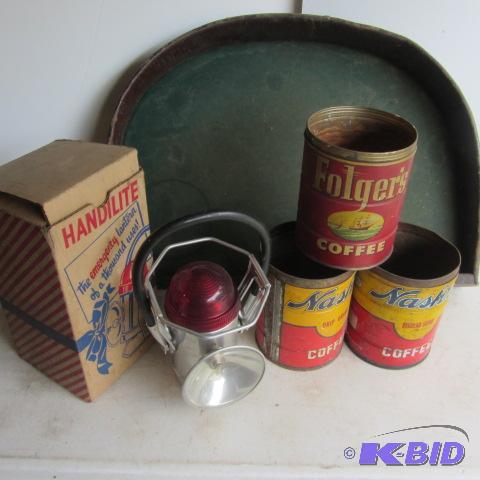 Dice Board, Tins, Lantern